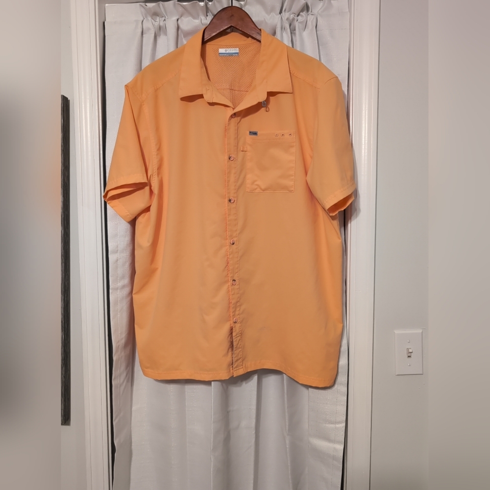 Columbia PFG Omni-Shade‎ Button Down Peach Fishing Shirt Men's Size XL